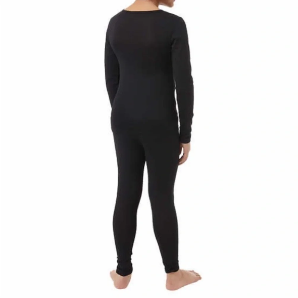 32 Degrees Kid's long John winter layer Heat Set black size small shirt and pant